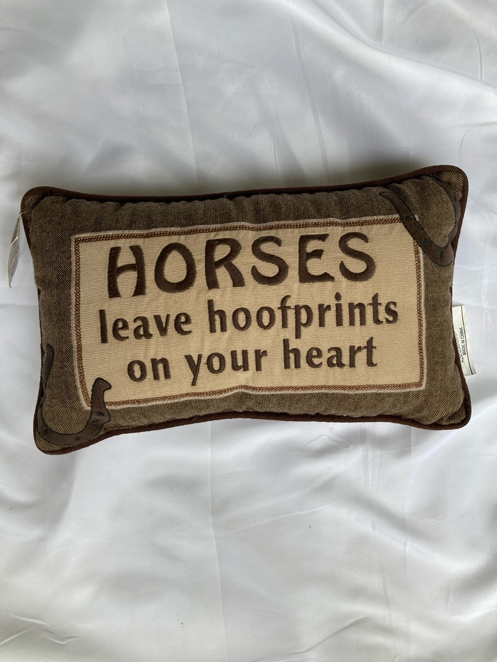 Cracker Barrel Brown and Cream Horses Leave Hoofprints Accent Pillow